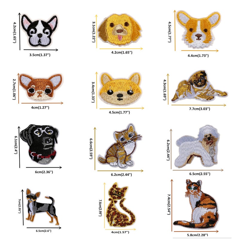 Zhiheng 15pcs Cute Dog Cat Iron on Patches Embroidered Applique Motif for DIY Garments Embellishment Earring Making(Dog+Cat) - Image 2